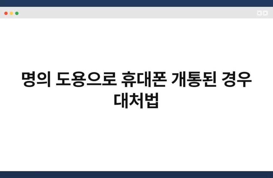 명의 도용으로 휴대폰 개통된 경우 대처법 7