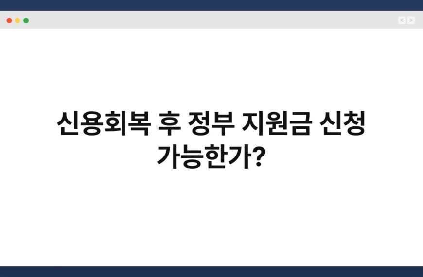 신용회복 후 정부 지원금 신청 가능한가? 5