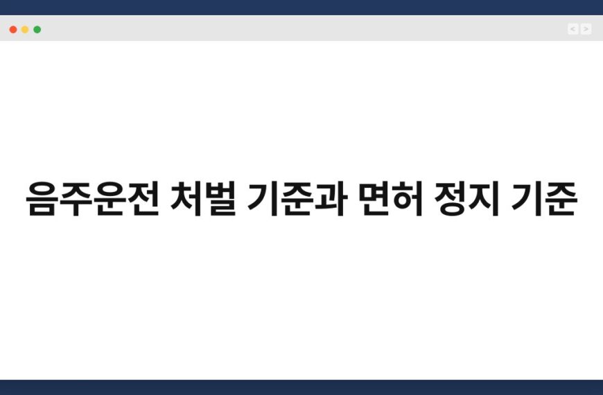 음주운전 처벌 기준과 면허 정지 기준