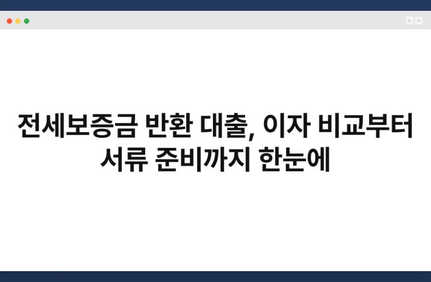 전세보증금 반환 대출, 이자 비교부터 서류 준비까지 한눈에 2