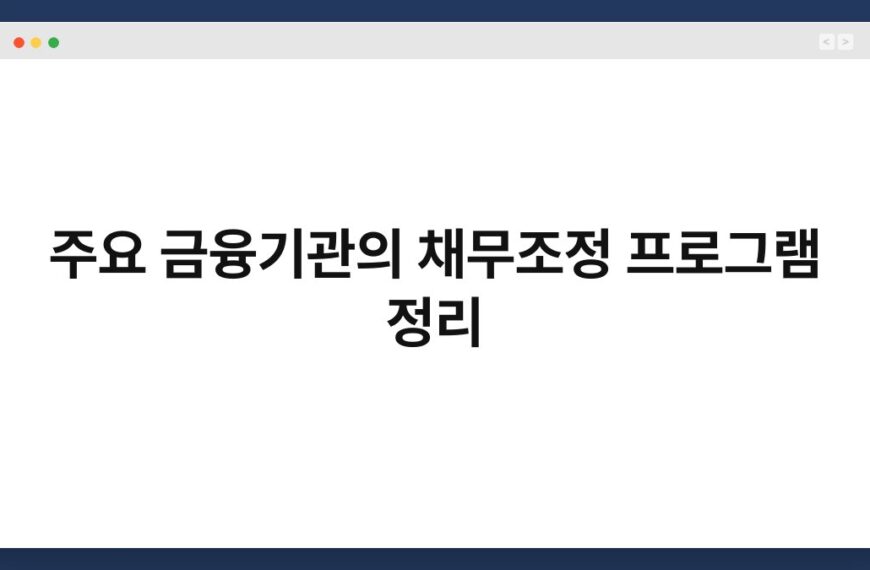 주요 금융기관의 채무조정 프로그램 정리 5