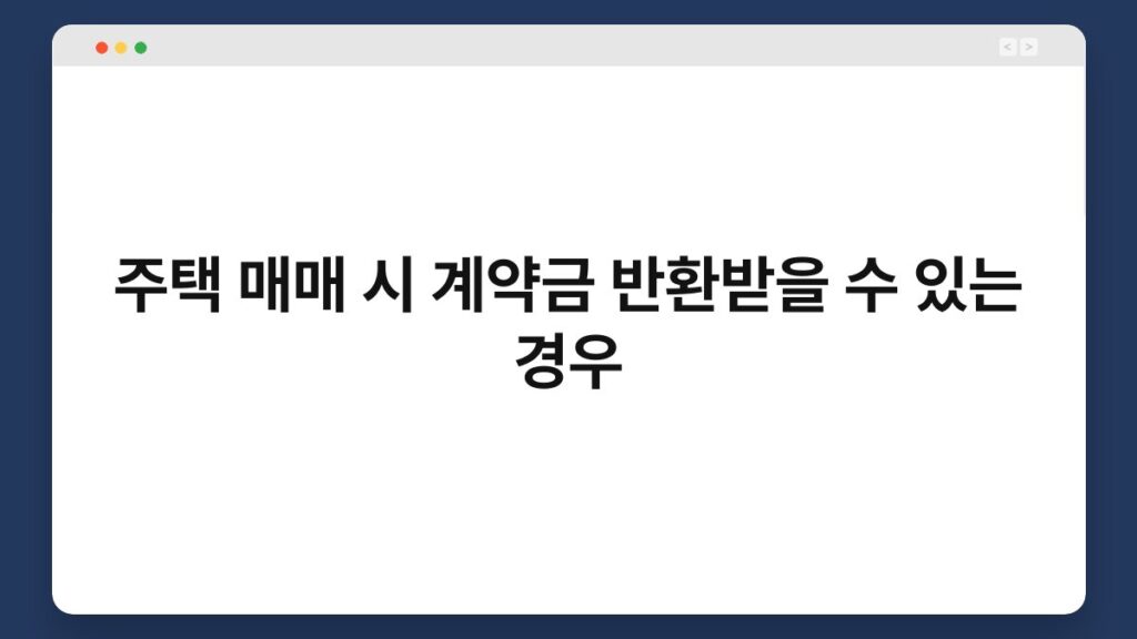 주택 매매 시 계약금 반환받을 수 있는 경우 2