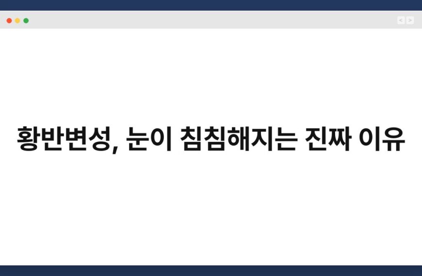 황반변성, 눈이 침침해지는 진짜 이유 5