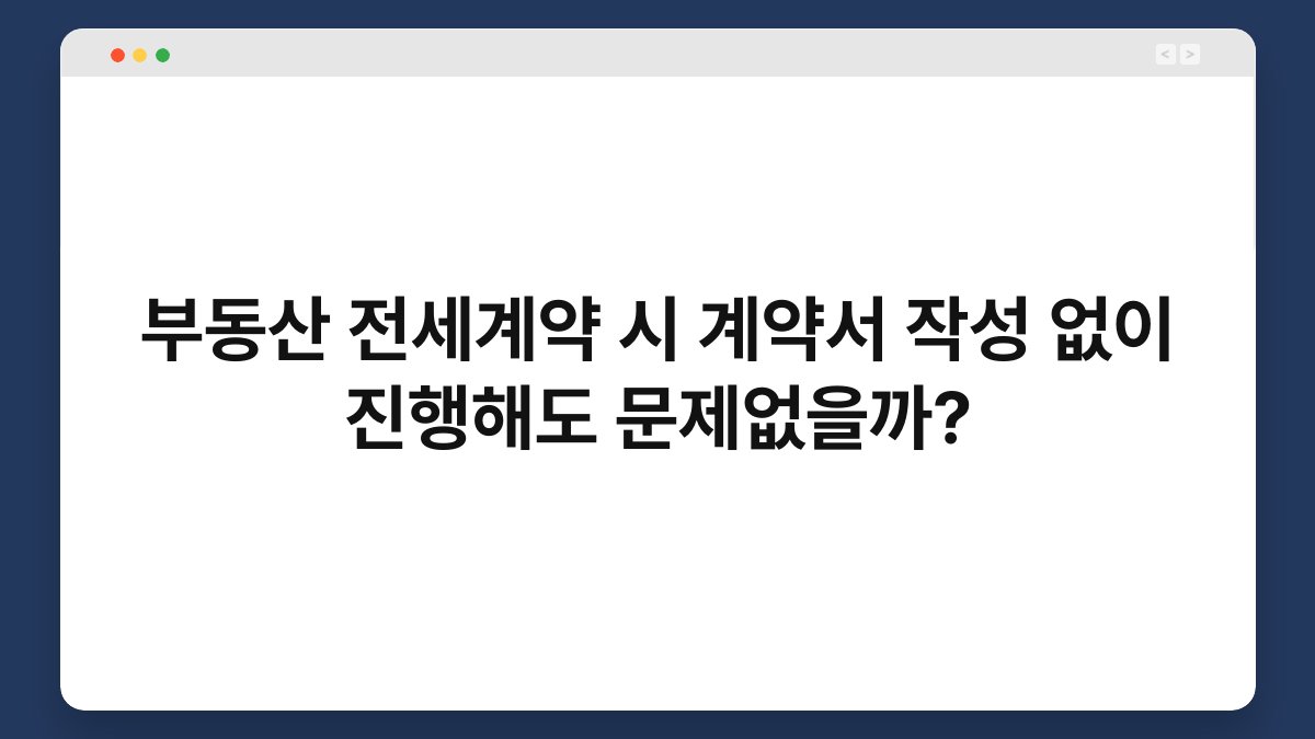 부동산 전세계약 시 계약서 작성 없이 진행해도 문제없을까? 1
