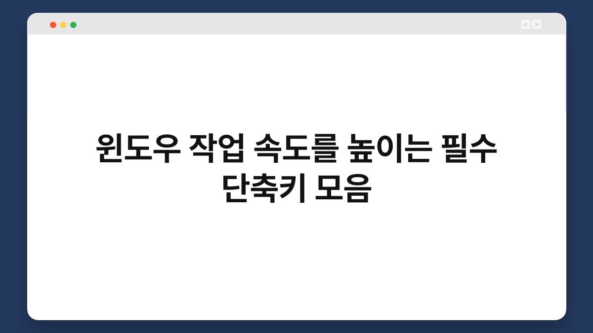 윈도우 작업 속도를 높이는 필수 단축키 모음 1