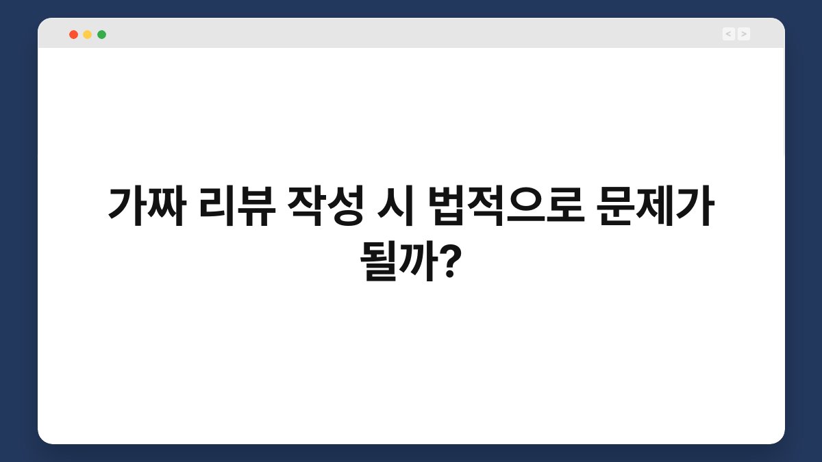 가짜 리뷰 작성 시 법적으로 문제가 될까? 1