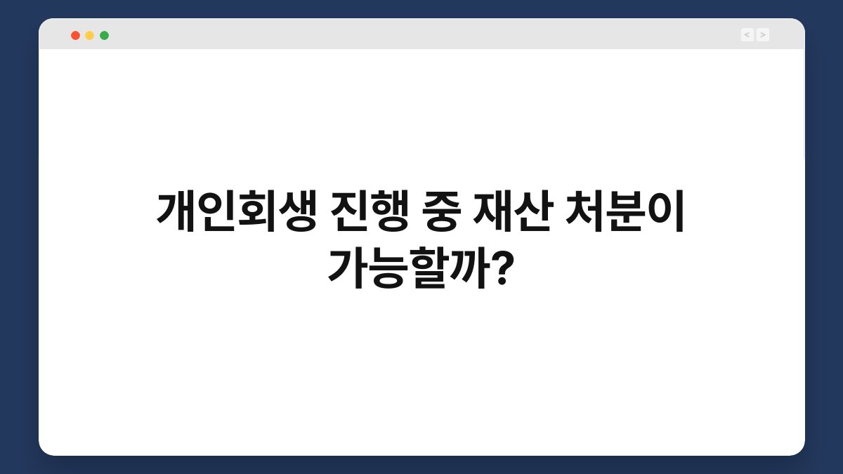 개인회생 진행 중 재산 처분이 가능할까? 1